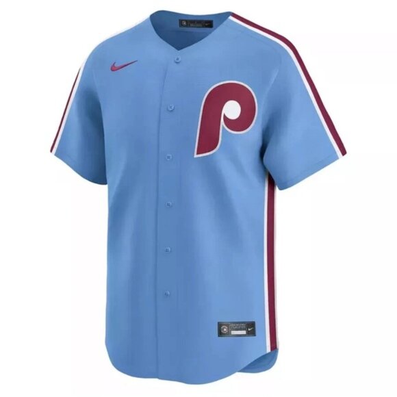 Nike Authentic Blue Philadelphia Phillies Throwback Baseball Jersey Mens Sz XL - Picture 1 of 8